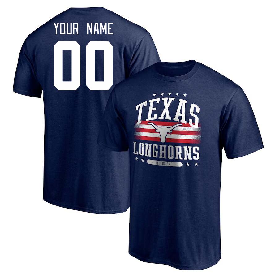 Custom Texas Longhorns Name And Number College Tshirt-Navy